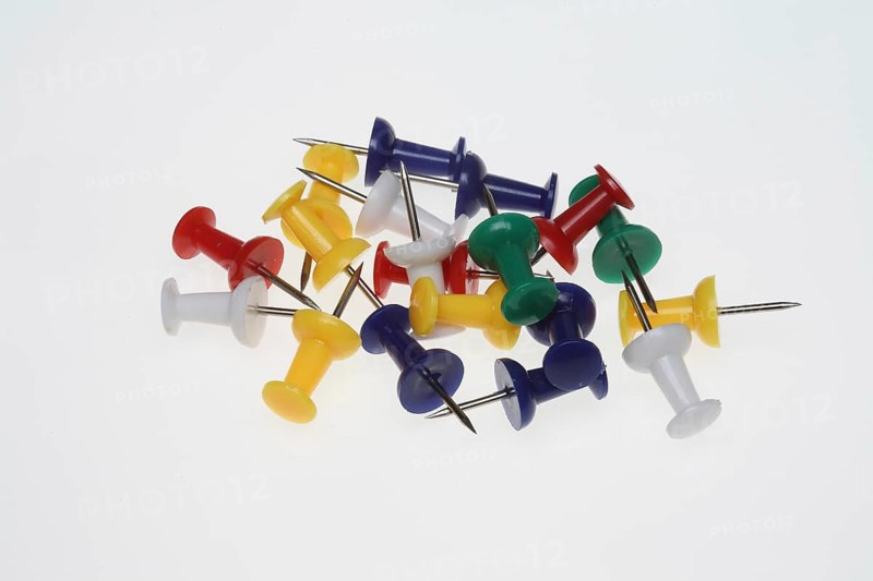 Colourful pins, pushpins, drawing pins