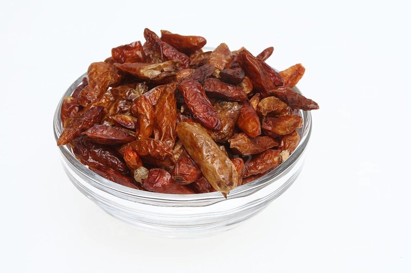 Chilli of the species Pequin or sweet pepper (Capsicum) annuum Pequin, one of the original forms of chilli, dried fruits