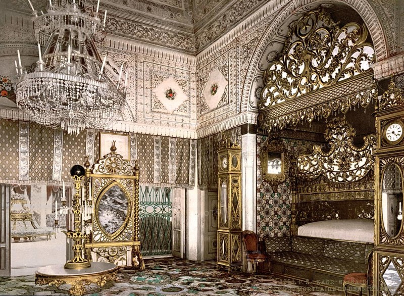 Bedchamber of the late Bey of Tunis, Kasr-el-Said, Tunisia, c. 1895, Historic, digitally restored reproduction from a 19th century original, Record date not stated, Africa