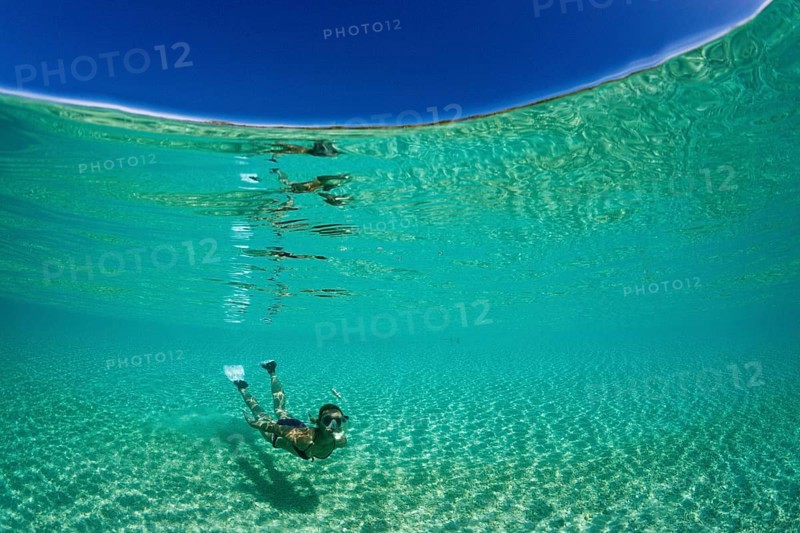 Snorkelling in lagoon, Fadol, Kai Islands, Moluccas, Indonesia, Asia