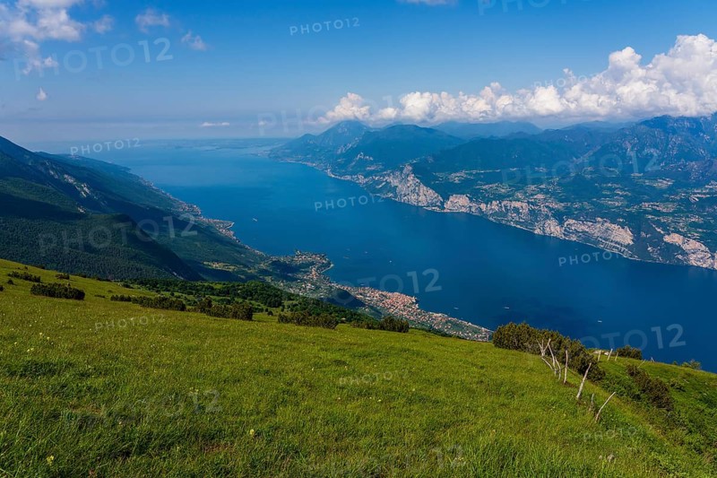 Panoramic view from Monte Baldo on Lake Garda in Italy