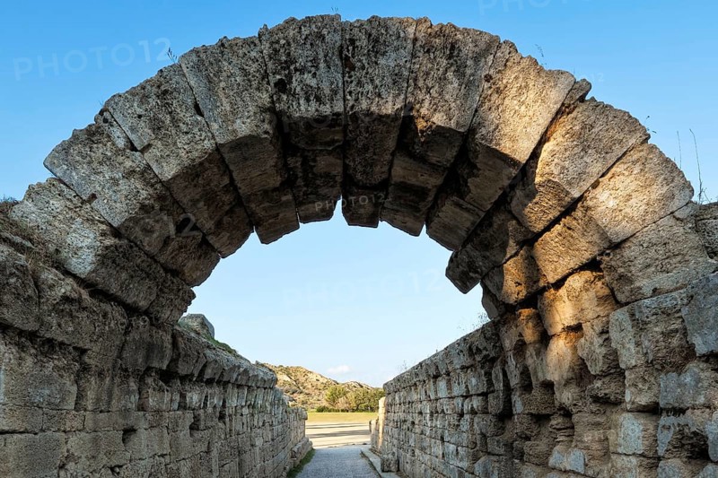 Krypte is the Stadium Monumental Entrance (5th cent. B.C.) in Olympia, Greece, Europe