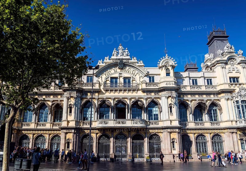 Port vell landmark catalan building in barcelona port area in spain