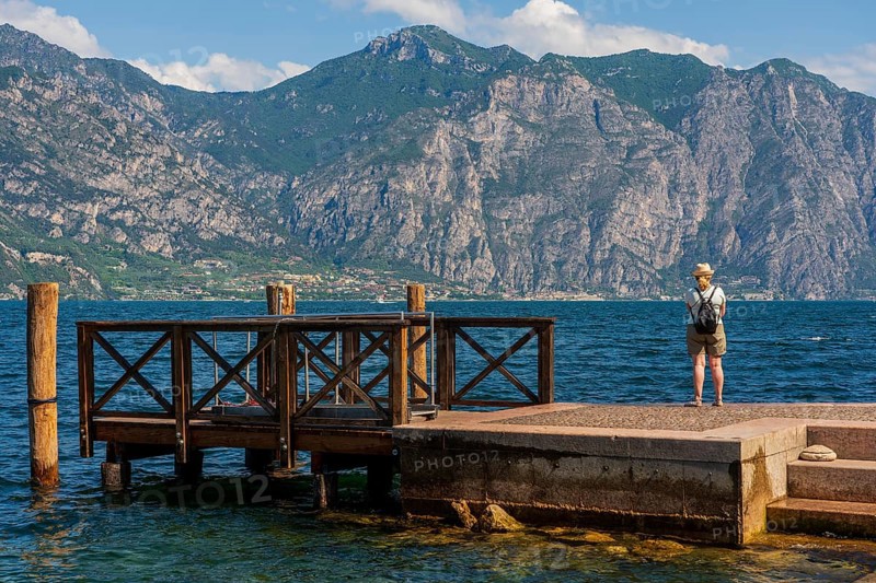 Jetty in the old town of Malcesine on Lake Garda in Italy