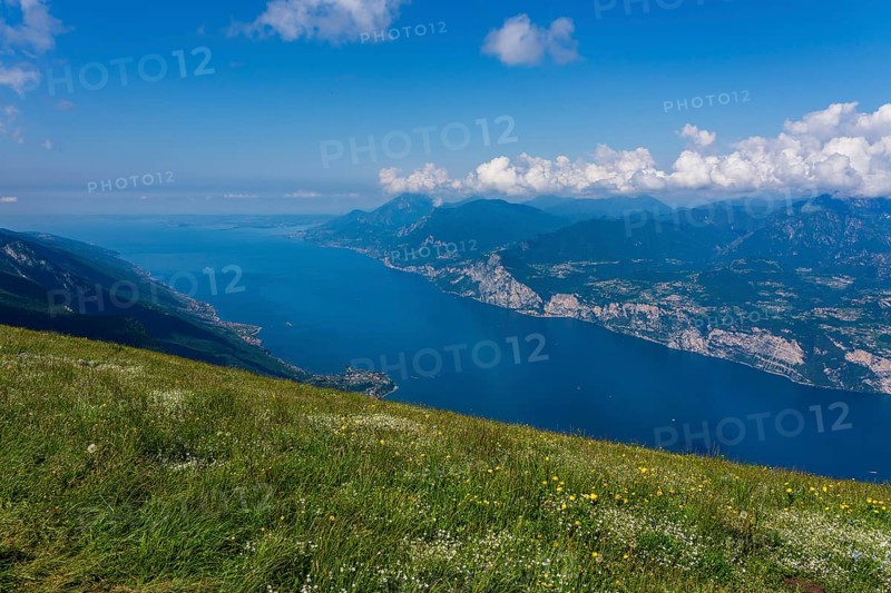 Panoramic view from Monte Baldo on Lake Garda in Italy