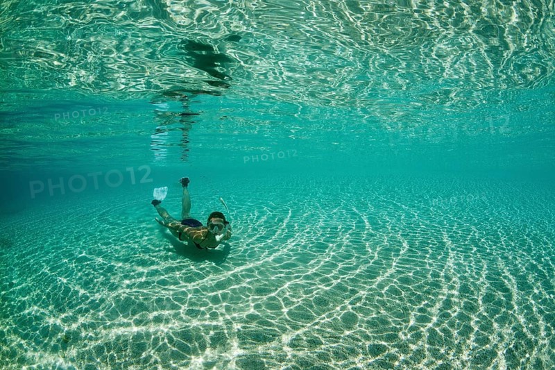 Snorkelling in lagoon, Fadol, Kai Islands, Moluccas, Indonesia, Asia