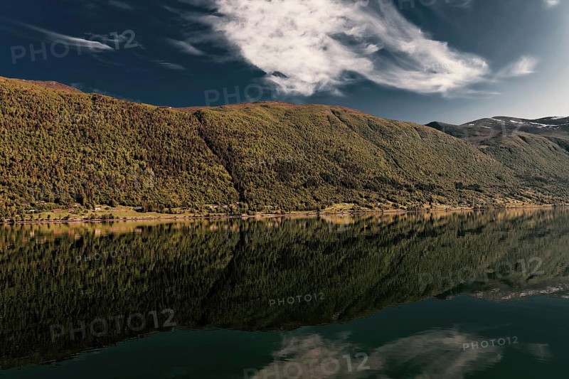 View over the Isfjorden, a fjord in Norway