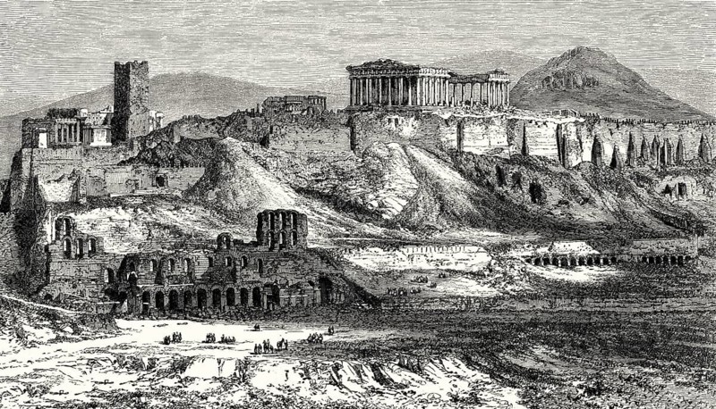 Archaeological excavations at the Acropolis, Athens, Greece, 19th century, Europe