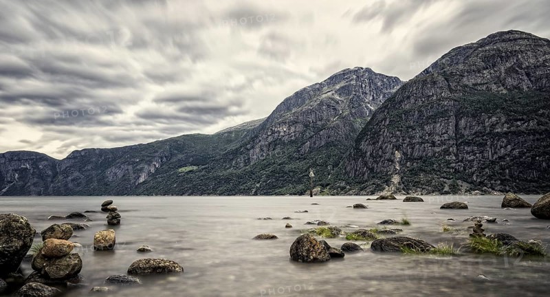 View over the Eidfjord, a fjord in Norway