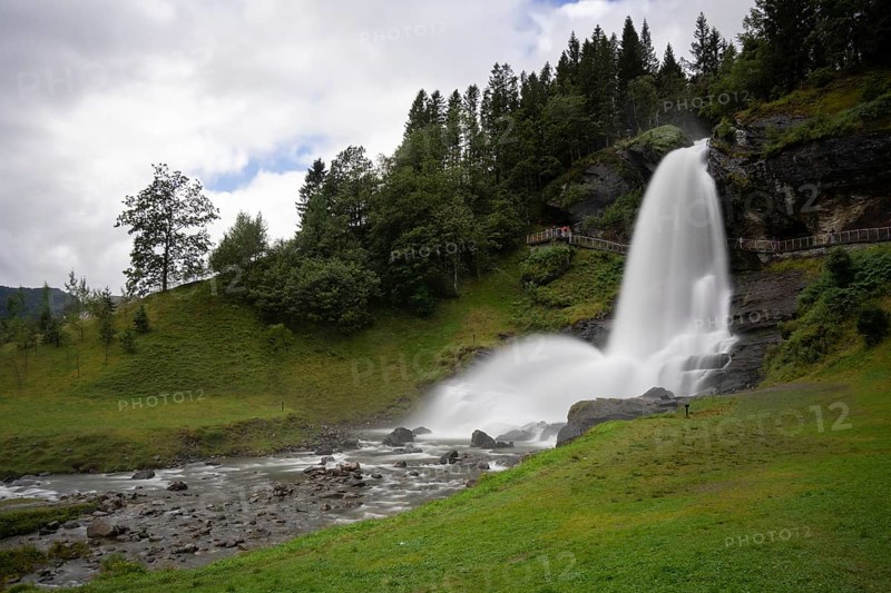 View of the Steinsdalsfossen a waterfall in Norway