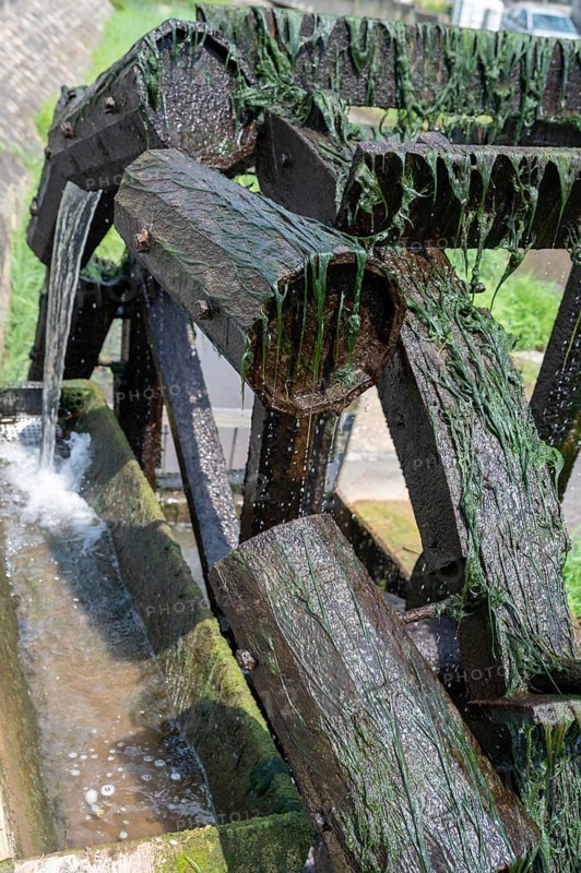Water pumping wheel on the Altach, Zeil am Main, Lower Franconia, Bavaria, Germany, Europe