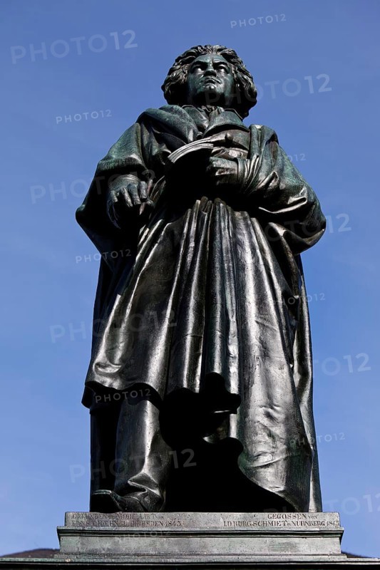 The Beethoven Monument commemorates the famous composer Ludwig van Beethoven on Münsterplatz, Bonn, North Rhine-Westphalia, Germany, Europe