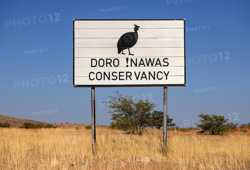 Sign Doro !Nawas Conservancy, nature conservation, near Twyfelfontein, Damaraland, Kunene Region, Namibia, Africa