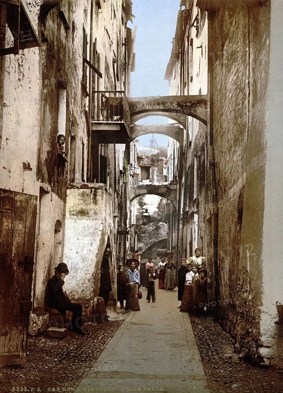 Via Guioco della Palla, San Remo, Riviera, Italy, c. 1895, Historic, digitally restored reproduction from a 19th century original, Record date not stated, Europe