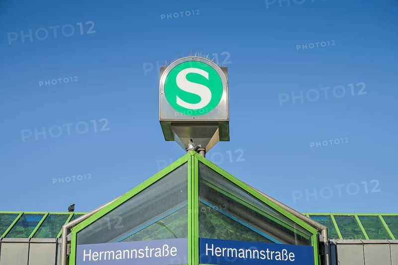 S-Bahn sign, Hermannstraße station, Neukölln, Berlin, Germany, Europe