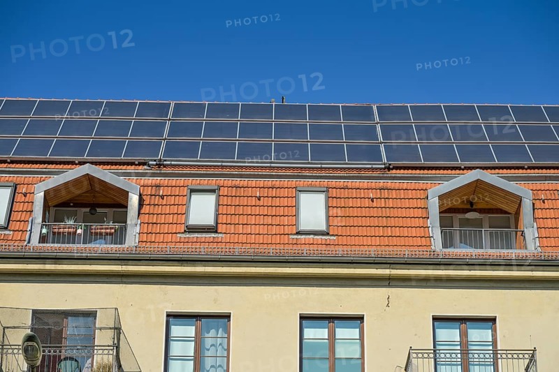 Residential building with solar roof, Alt-Moabit, Mitte, Berlin, Germany, Europe