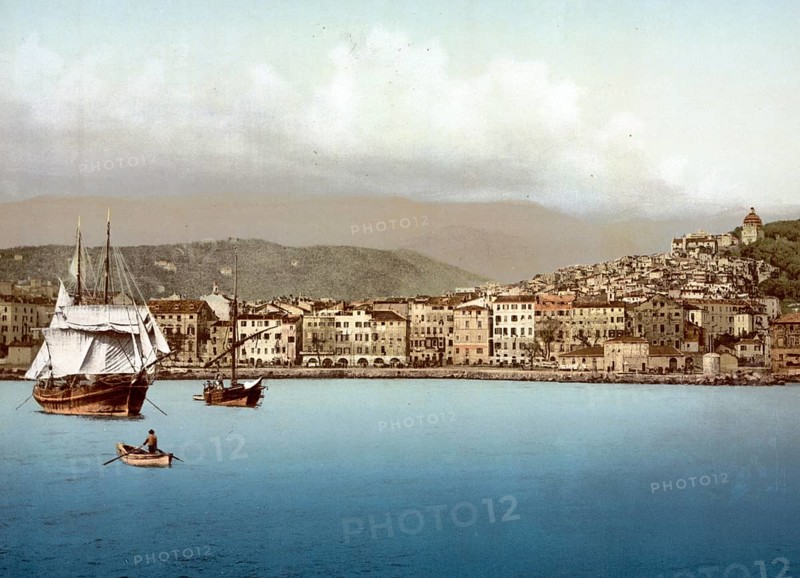 The harbour, San Remo, Riviera, Italy, around 1895, Historical, digitally restored reproduction from a 19th century original, Record date not stated, Europe