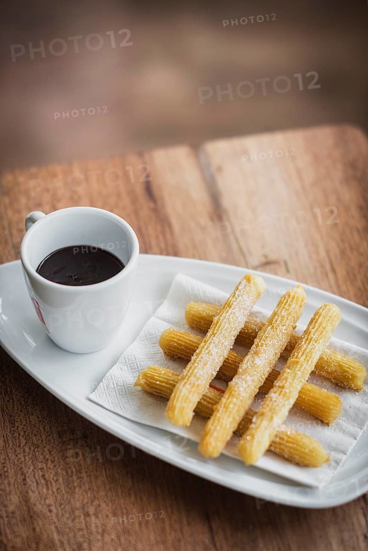 Chocolate and churros traditional spanish breakfast snack food