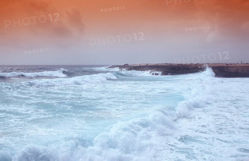 Storm on the coast, Netherlands Antilles, Bonaire, Caribbean, Caribbean Sea, Washington Slagbaai National Park, Playa Chikitu