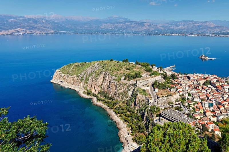 Acronafplia in the bay of Nafplio, Greece, Europe