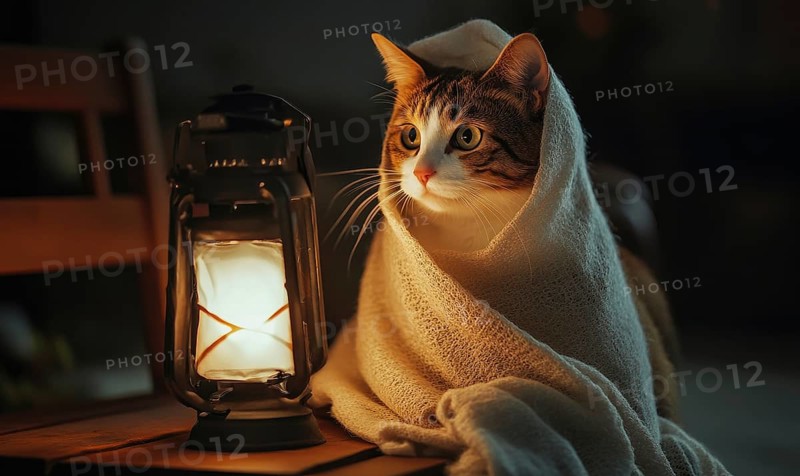 A black cat in a ghost costume AI generated