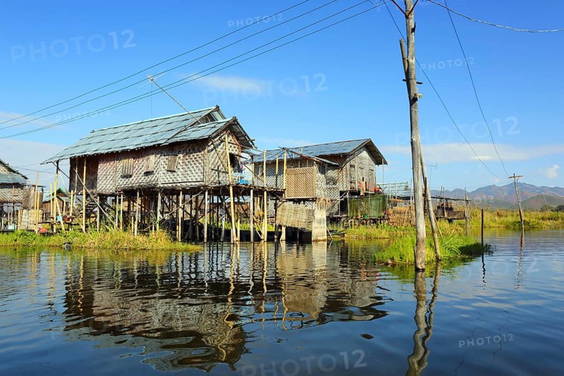 Stilted houses in village on Inle lake, Myanmar (Burma)