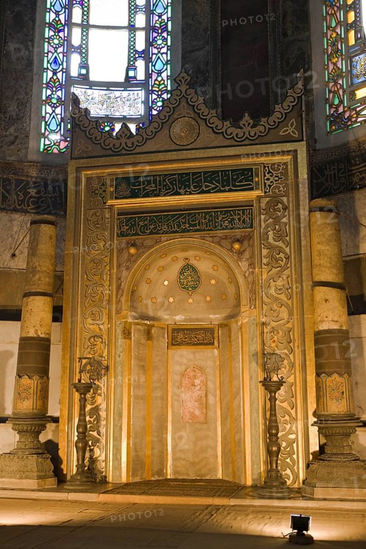 Prayer niche Mihrab in Hagia Sophia, Istanbul, Turkey, Asia