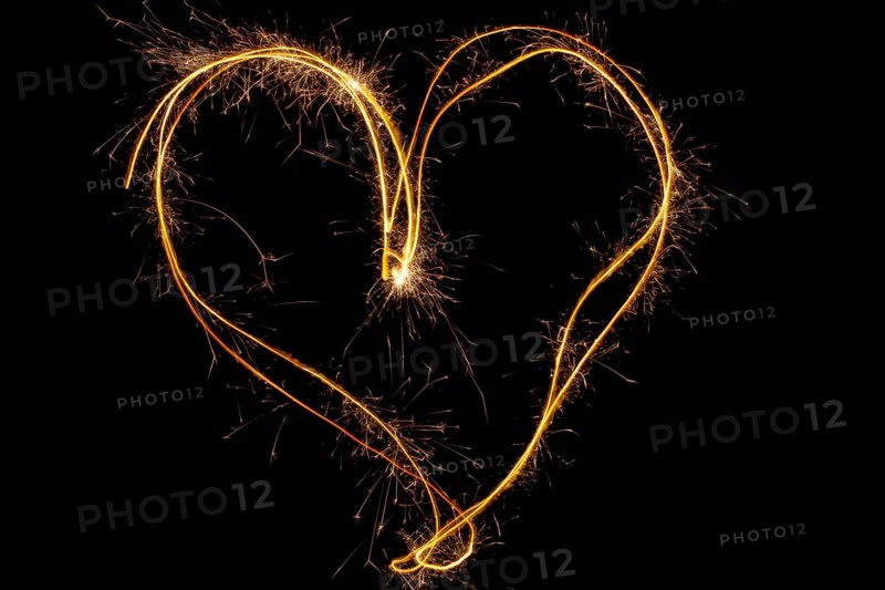 Sparkles heart with sparks, Using camera with slow shutter speed