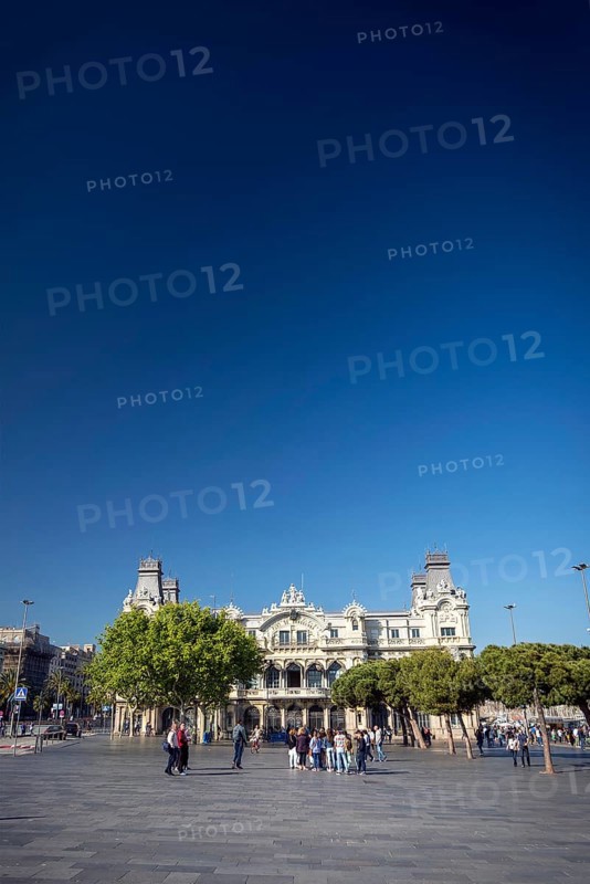 Port vell landmark catalan building in barcelona port area in spain