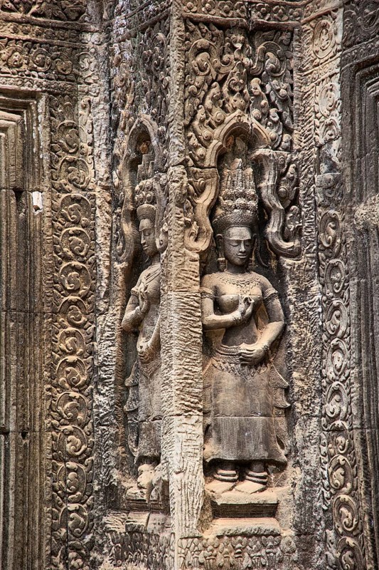 Apsara half-human, half-divine woman of Hinduism and Buddhism in the temple of Ta Prohm in Cambodia