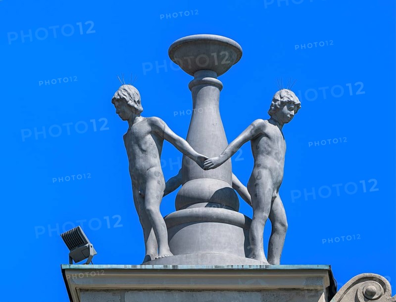 Sculpture of naked boys at the Alte Oper, Frankfurt am Main, Hesse, Germany, Europe