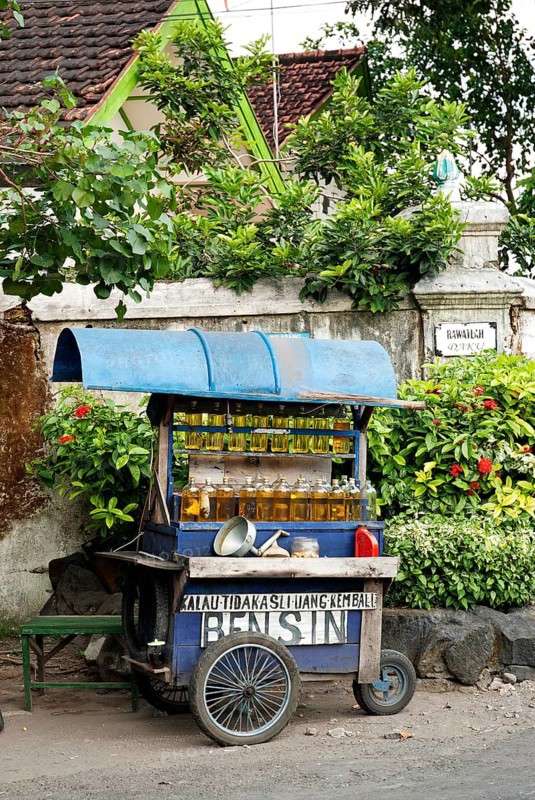 Petrol gasoline street stall in surakarta indonesia