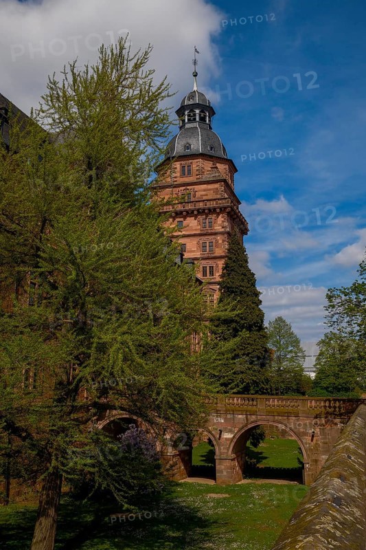 View of Johannisburg Castle in Aschaffenburg, Germany, Europe
