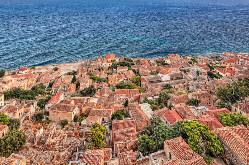The Byzantine castle-town of Monemvasia in Greece