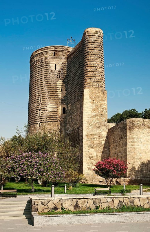 Maidens tower landmark in baku azerbaijan
