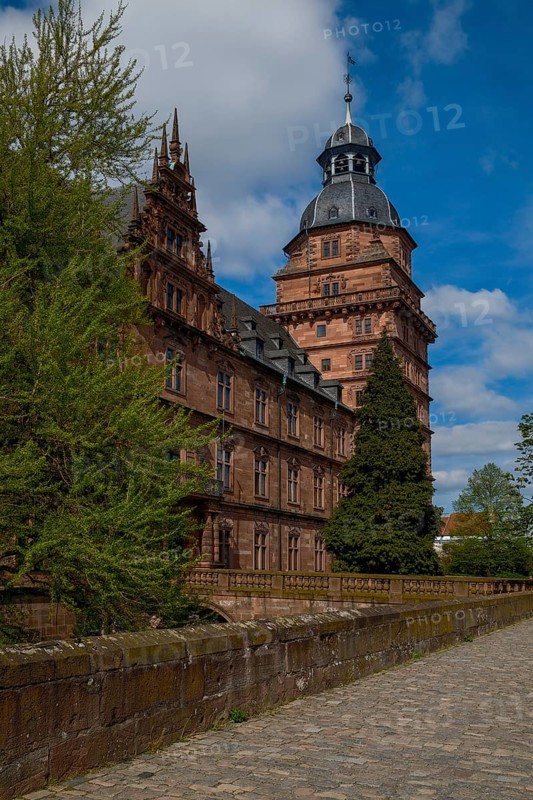View of Johannisburg Castle in Aschaffenburg, Germany, Europe