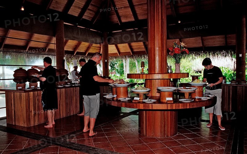 Buffet in restaurant, Maldives, Indian Ocean, Medhufushi, Meemu Atoll, Asia