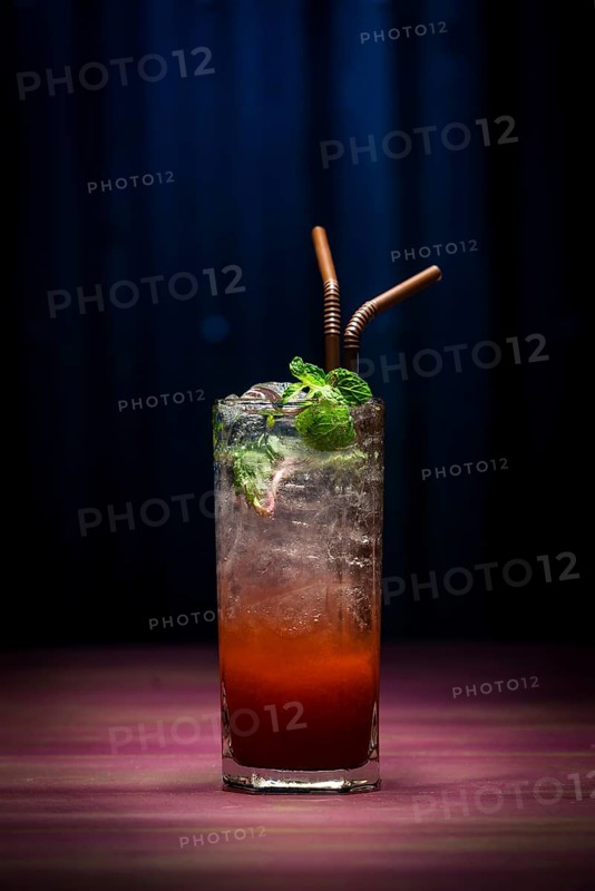 Grenadine mojito trendy modern fusion cocktail drink in bar