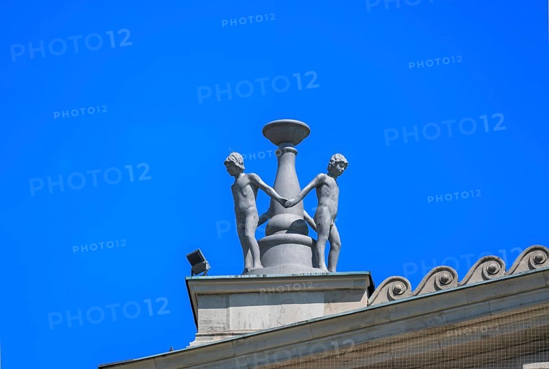 Sculpture of naked boys at the Alte Oper, Frankfurt am Main, Hesse, Germany, Europe