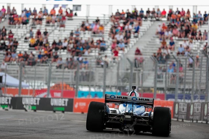 SCOTT MCLAUGHLIN (3) of Christchurch, New Zealand runs through the streets during the Honda Indy Toronto in Toronto, ON, CAN
