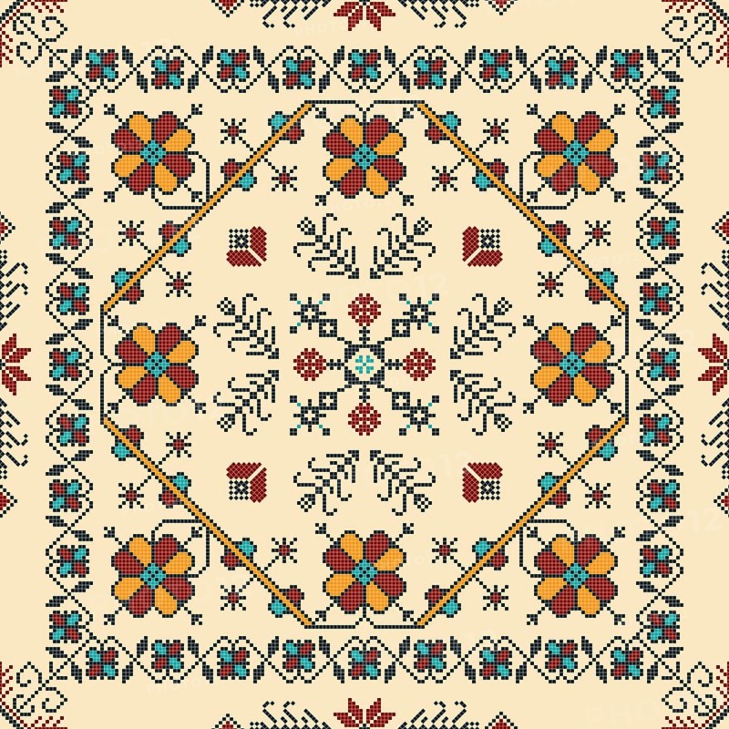 Traditional Latvian embroidery seamless pattern, vector illustration