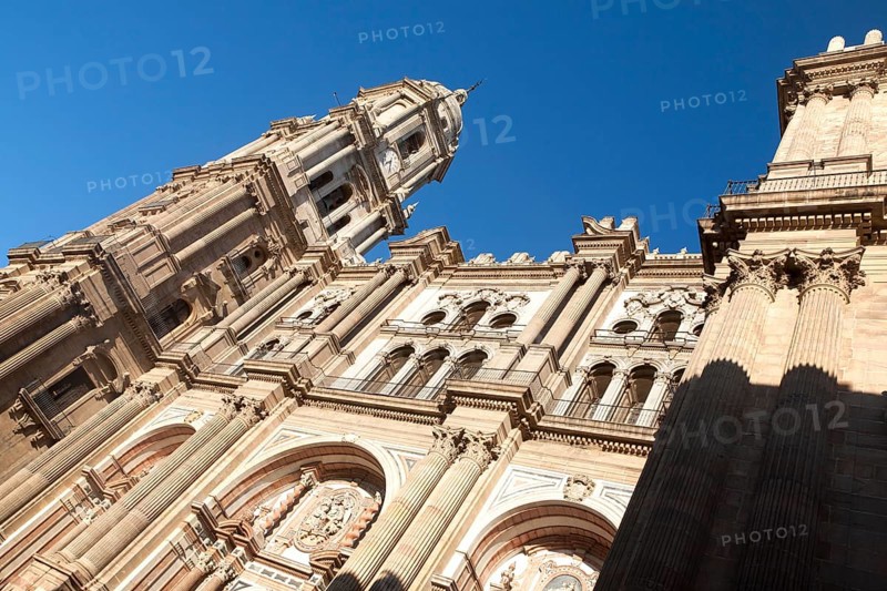Baroque architecture exterior of the cathedral church of Malaga city, Spain, Santa Iglesia Catedral Basílica de la Encarnación, Europe