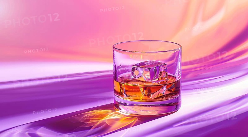 A glass of liquor whiskey or scotch. Close-up of expensive classy whiskey drink, AI generated