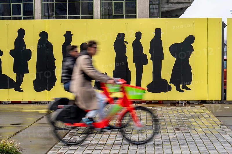 Mural on the Fenix 1 building, which is currently being converted into a museum and market hall, Emigration Museum, at the Rijnhaven in Rotterdam, Netherlands
