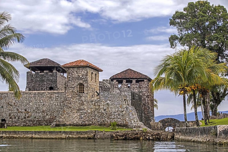 Castle of San Felipe de Lara, Castillo de San Felipe, Spanish colonial fort at the entrance to Lake Izabal, Golfo Dulce, Guatemala, Central America