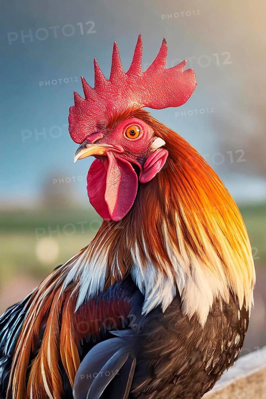 Rooster (Gallus gallus domesticus), male domestic fowl, portrait, AI generated, AI generated