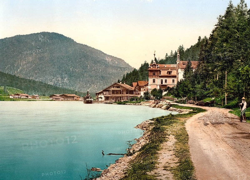 Der Achensee, Scholastika, Tyrol, ehemals Österreich-Ungarn, heute Österreich, um 1890, Historic, digitally restored reproduction from a 19th century original, The lake Achensee, Scholastica, Tyrol, former Austro-Hungary, today Austria, 1890, Historic, digitally restored reproduction from a 19th century original