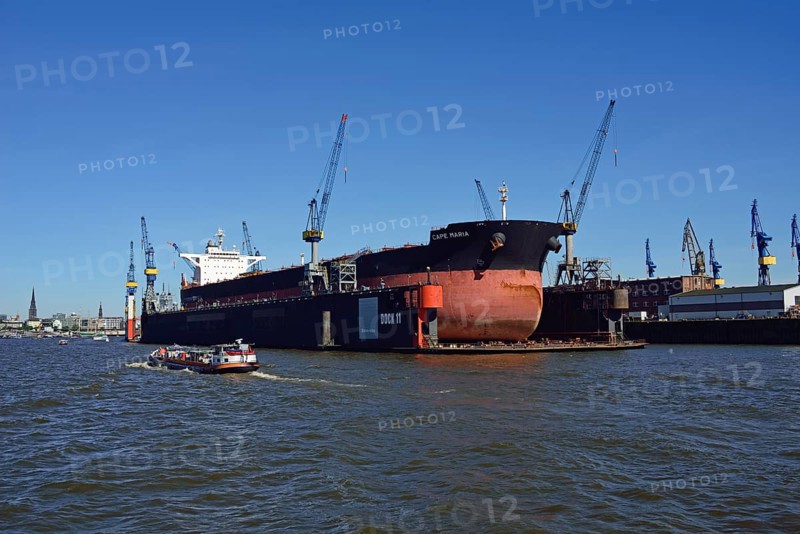 Europe, Germany, Hamburg, Elbe, harbour, floating dock, bulk carrier Cap Maria, 87440 Brt, in floating dock, Hamburg, Hamburg, Federal Republic of Germany, Europe