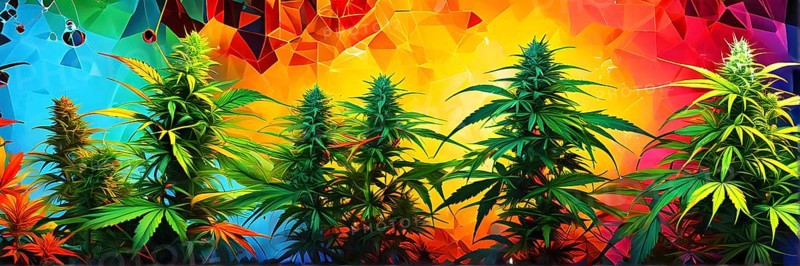 Abstract painting of chemical structure of thc and cbd interlocking geometric shapes, AI generated