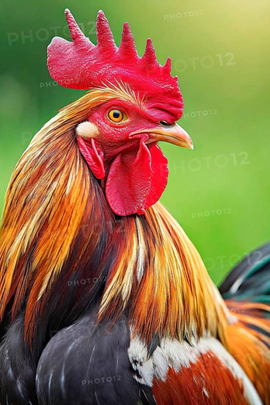 Rooster (Gallus gallus domesticus), male domestic fowl, portrait, AI generated, AI generated
